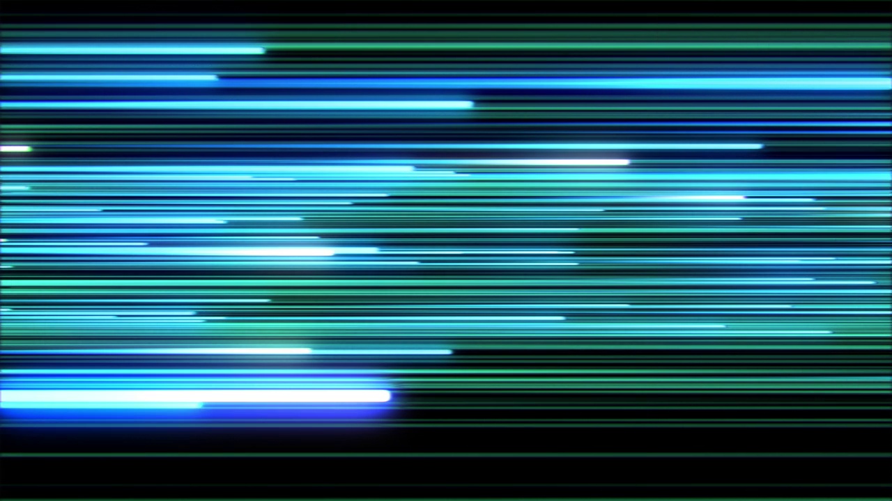 高速数字信息流技术无缝插图。极快的霓虹线飞行循环3d动画明亮的蓝绿色轨迹背景。抽象的未来互联网概念视频素材