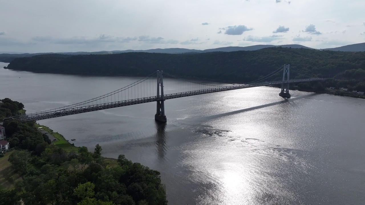 纽约波基普西中哈德逊大桥鸟瞰图视频下载
