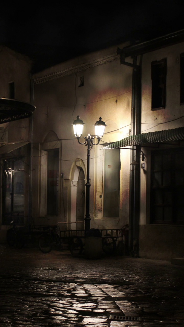 老街夜景垂直录像视频素材