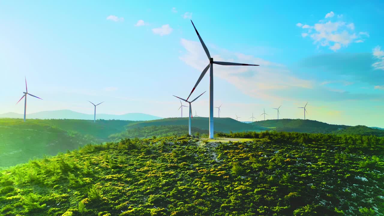 风力涡轮机风车能源农场视频下载