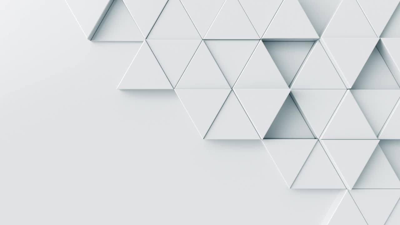 3d渲染抽象背景。白色马赛克图案与三角形运动波动画。视频下载