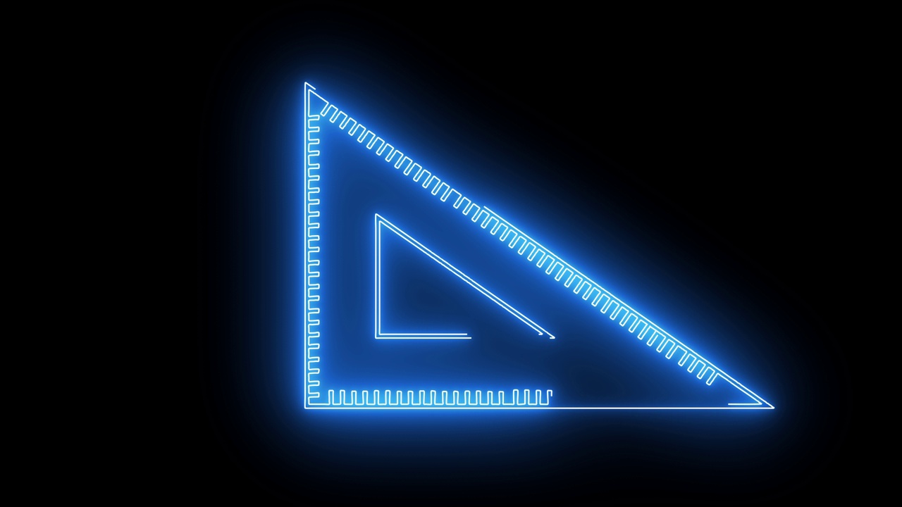 一个带有霓虹军刀效果的角度尺子图标的动画视频下载