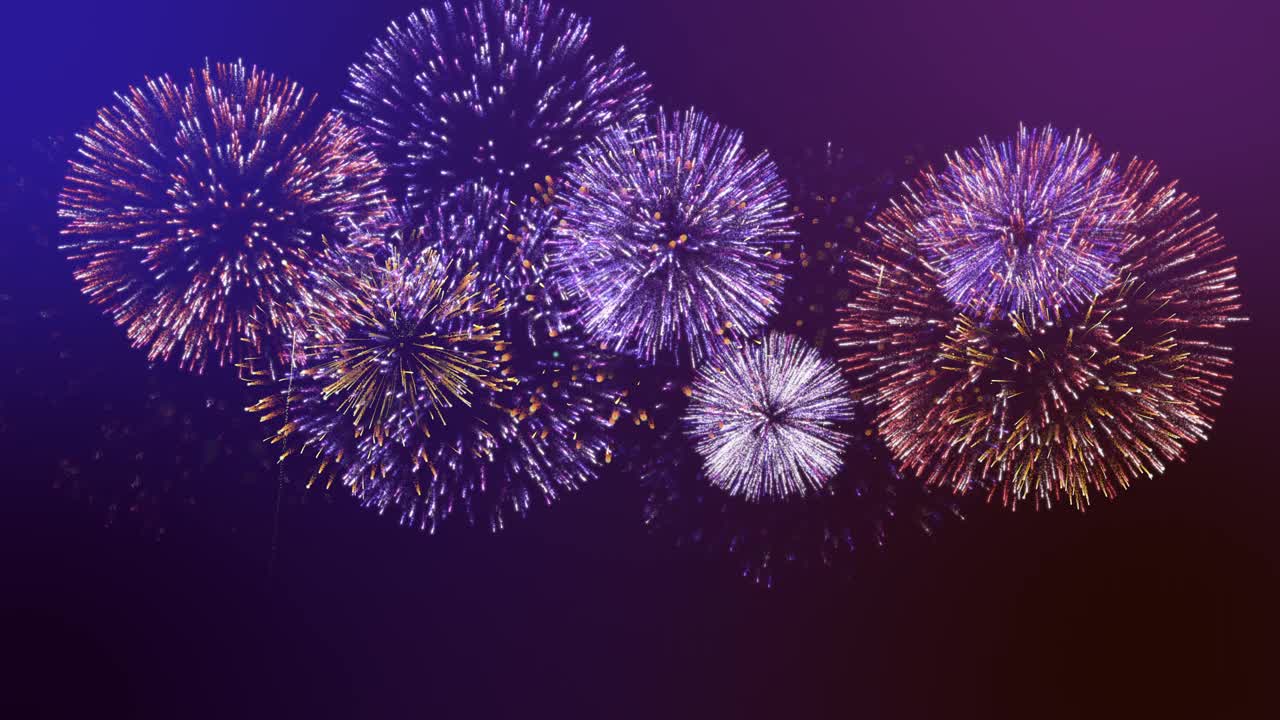 2024新年快乐，烟花背景。抽象的焰火熠熠生辉。视频下载