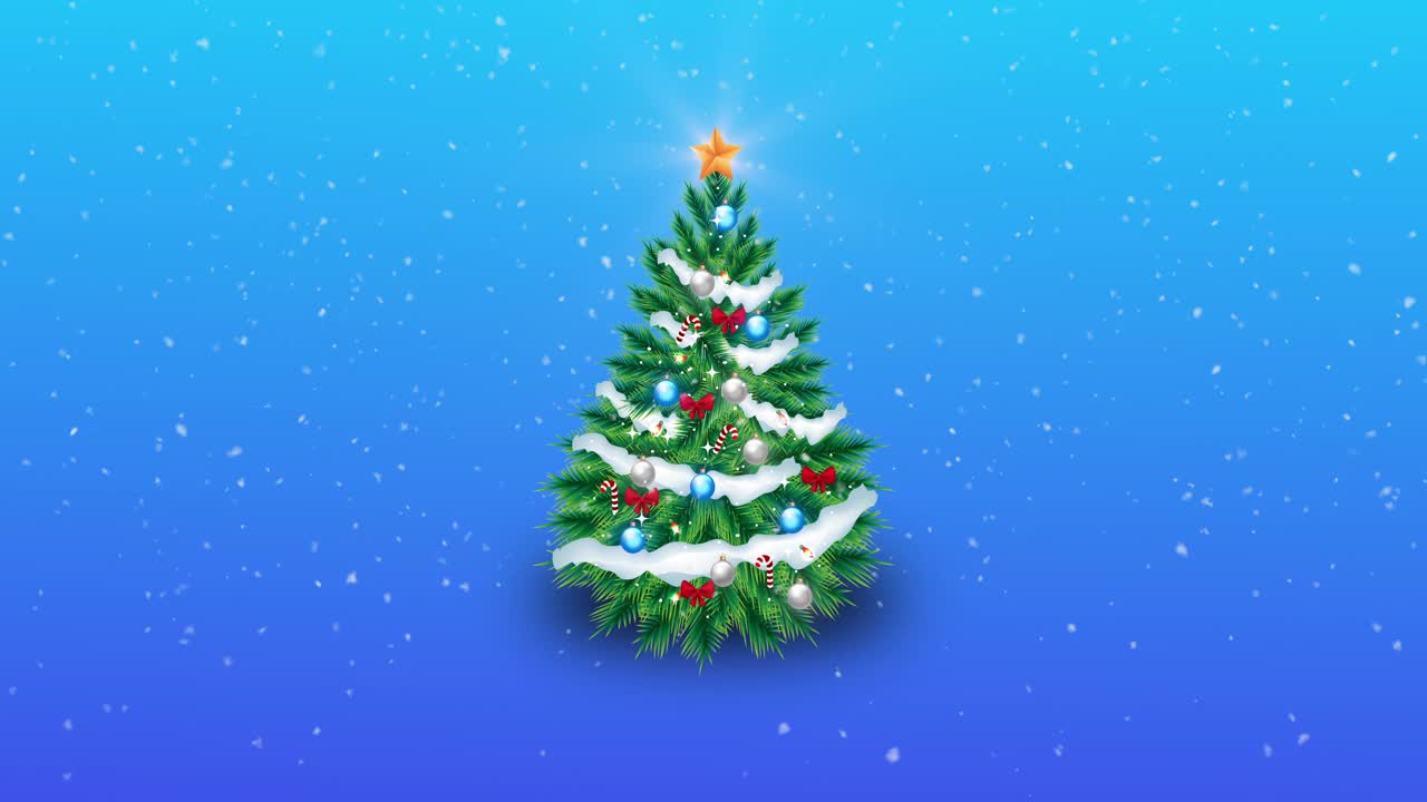 雪花背景下的圣诞树视频下载