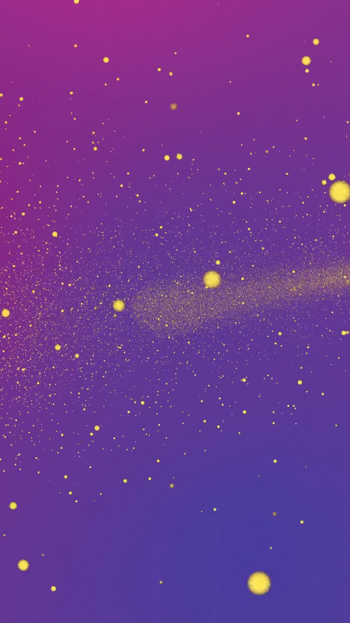 金色的小点在粉紫色的背景上闪闪发光，聚集在一起形成一个空间。垂直抽象星星背景派对或圣诞假期情人节和新年的概念与复制空间视频下载