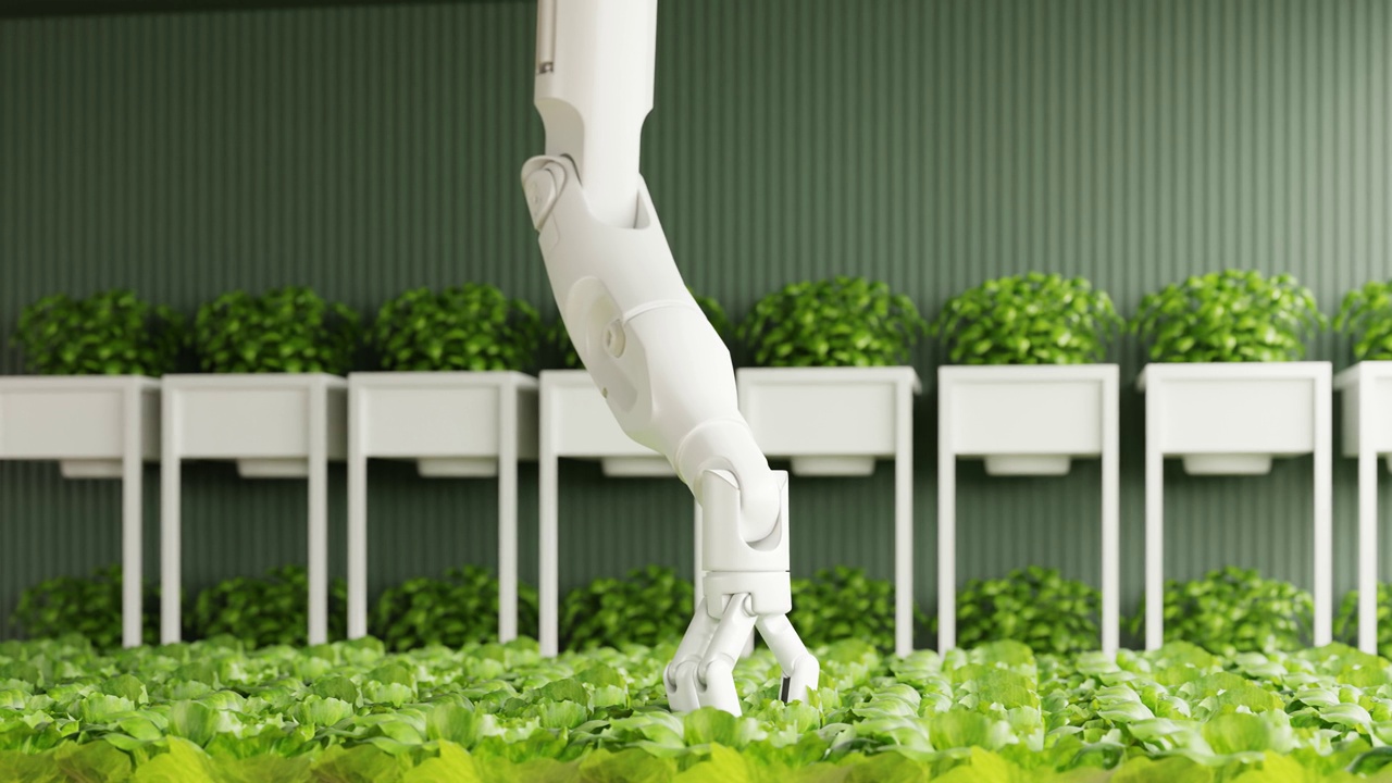 智能机器人农民概念，农业科技自动化视频下载