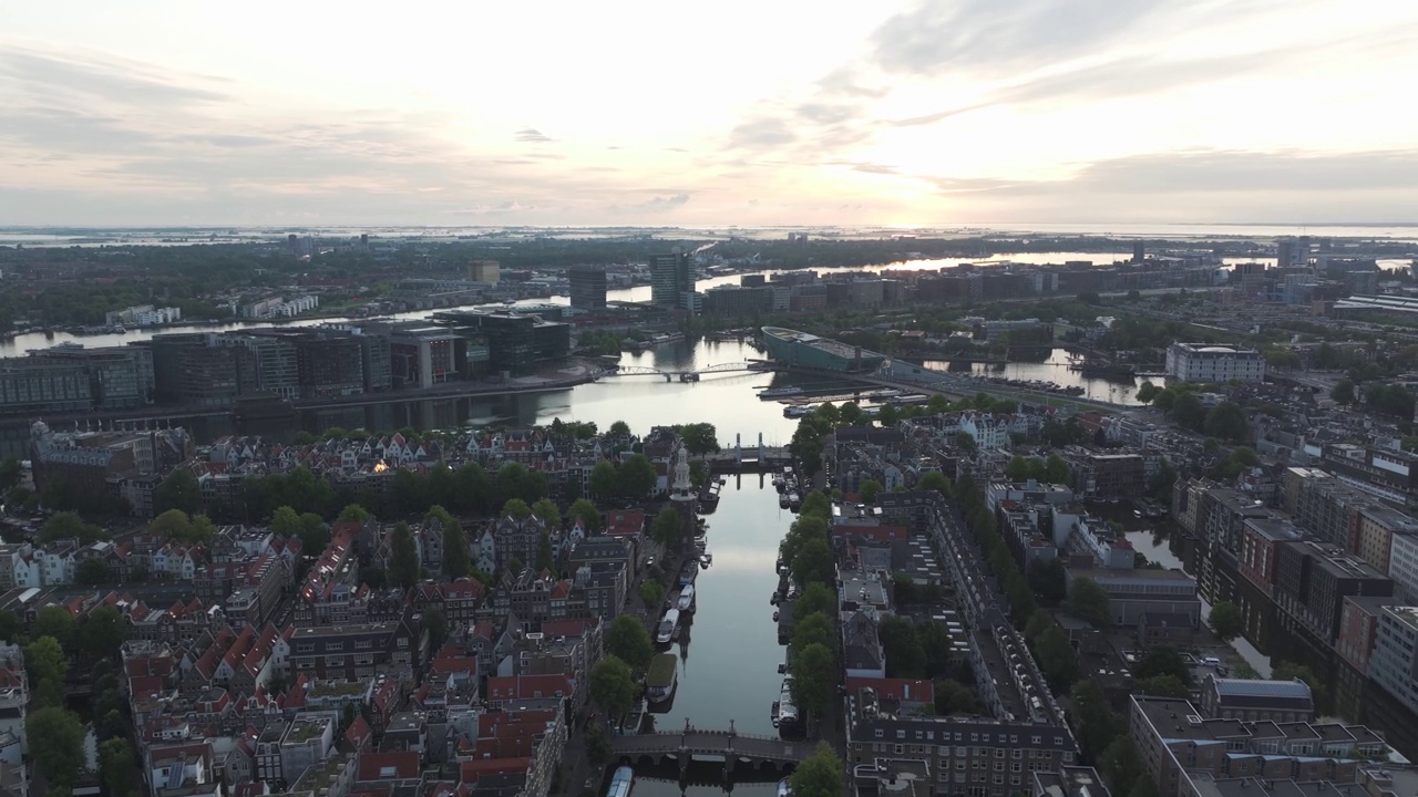 荷兰阿姆斯特丹鸟瞰图。视频下载