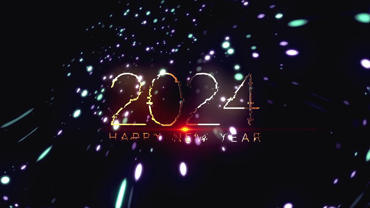 2024新年快乐金色文字效果电影标题预告动画黑色抽象背景。视频素材