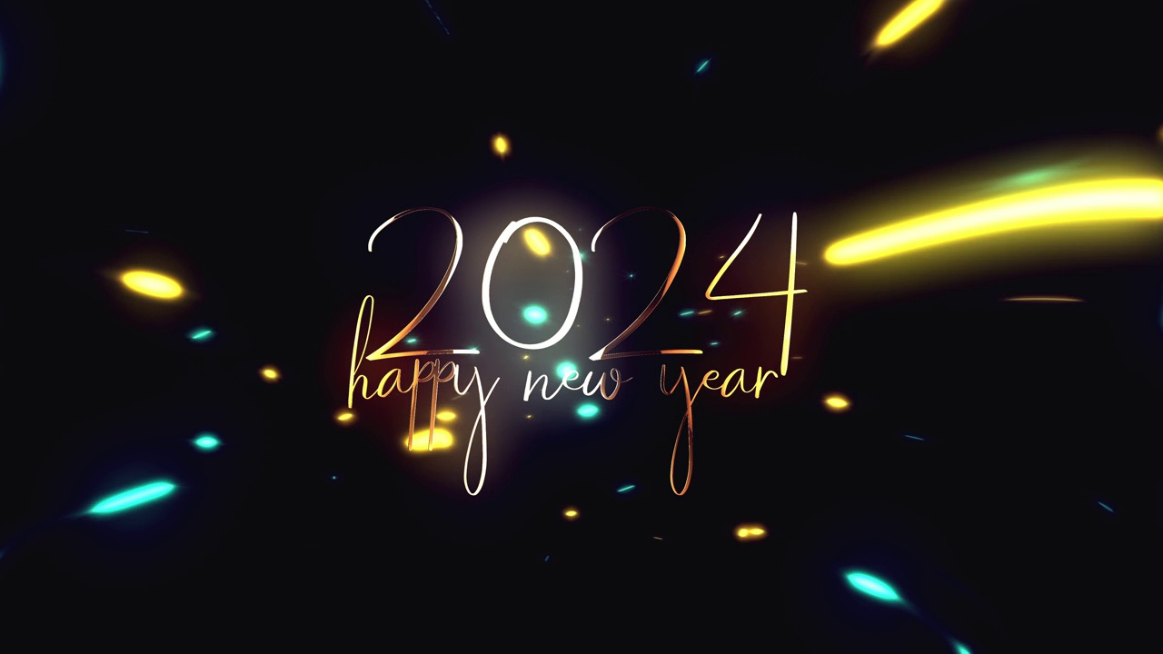 2024年新年快乐金色文字效果电影标题预告动画抽象背景。视频素材