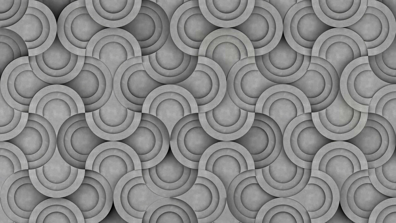 凸混凝土圆石几何瓷砖背景。凸环半数字马赛克图案。创意3d平面设计墙运动动画。视频素材