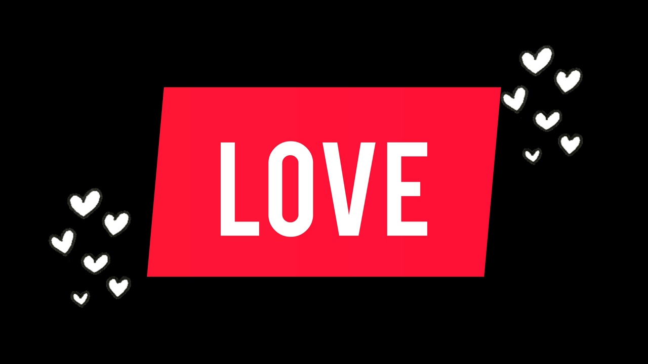 视频动画单词LOVE用红色的心移动，在蓝色色度键的背景视频下载