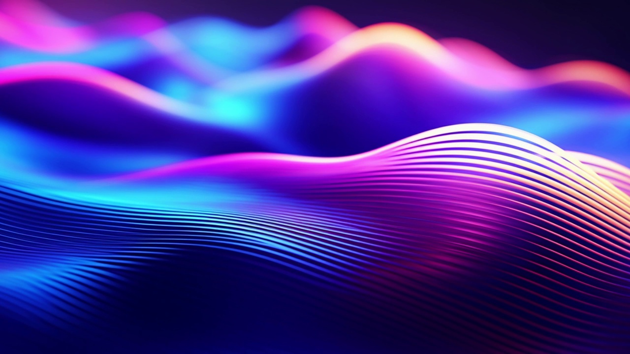 环波抽象背景，霓虹色彩技术设计视频下载