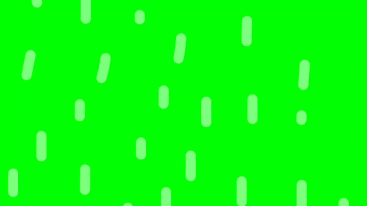 动画的卡通倾盆大雨在绿色的背景。带有主色调的卡通雨动画。键颜色，色度键。视频下载