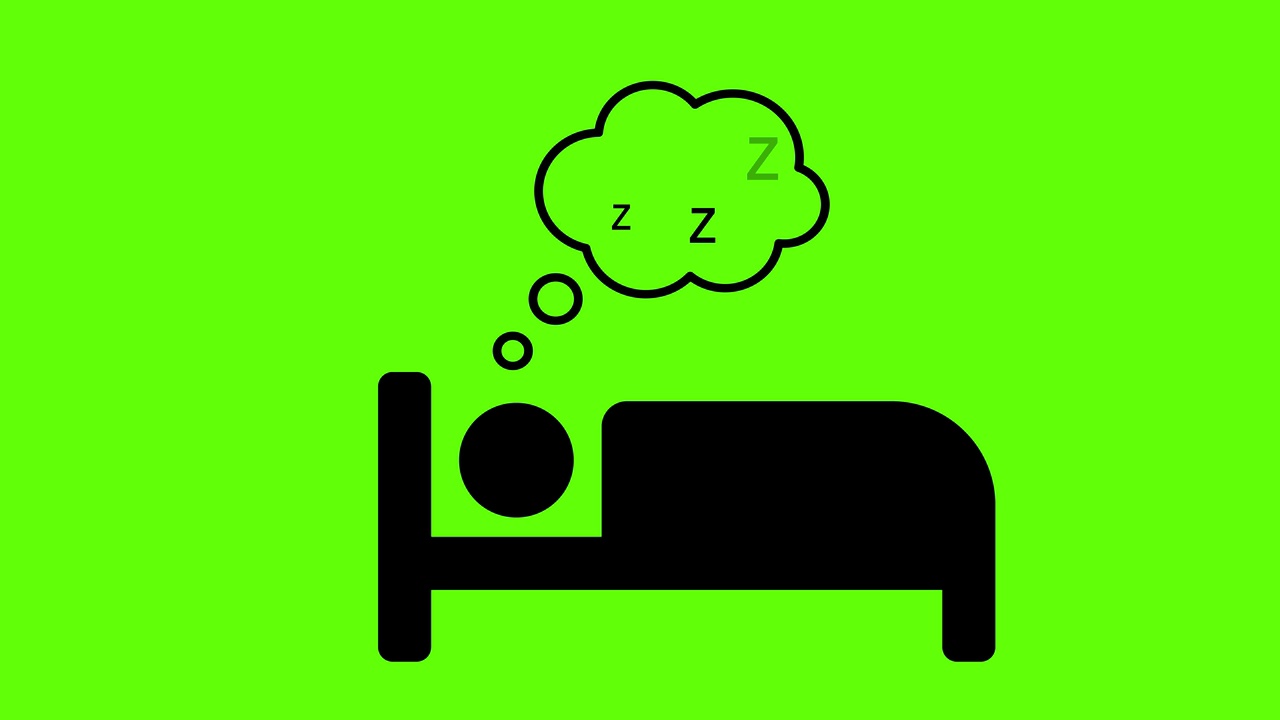 睡觉的人在床上图标动画与zzz泡沫或睡眠思想。用于睡眠网站和睡前放松。孤独的人无法入睡。绿屏或色度键视频下载