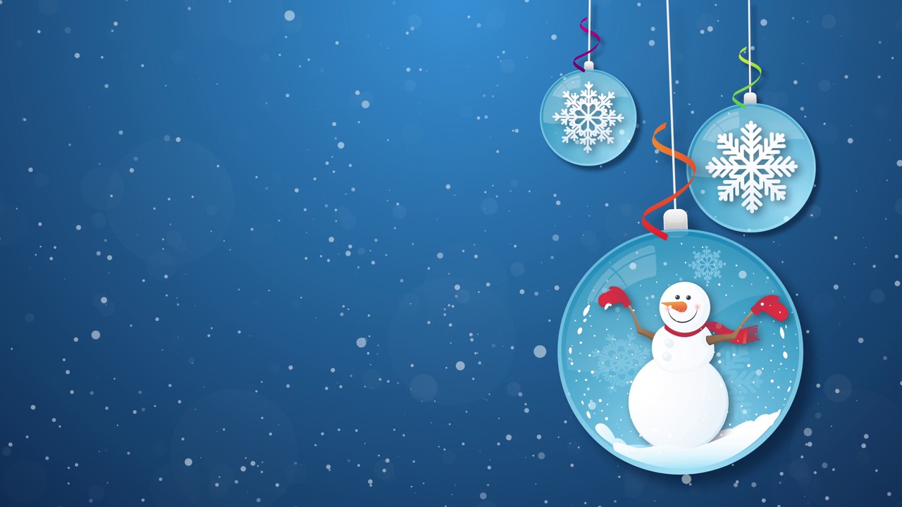 快乐的雪人在圣诞舞会上装饰视频下载