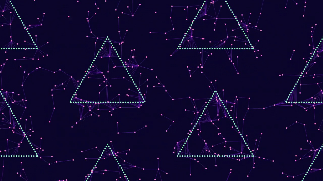 几何紫色图案与三角形，点和线视频下载