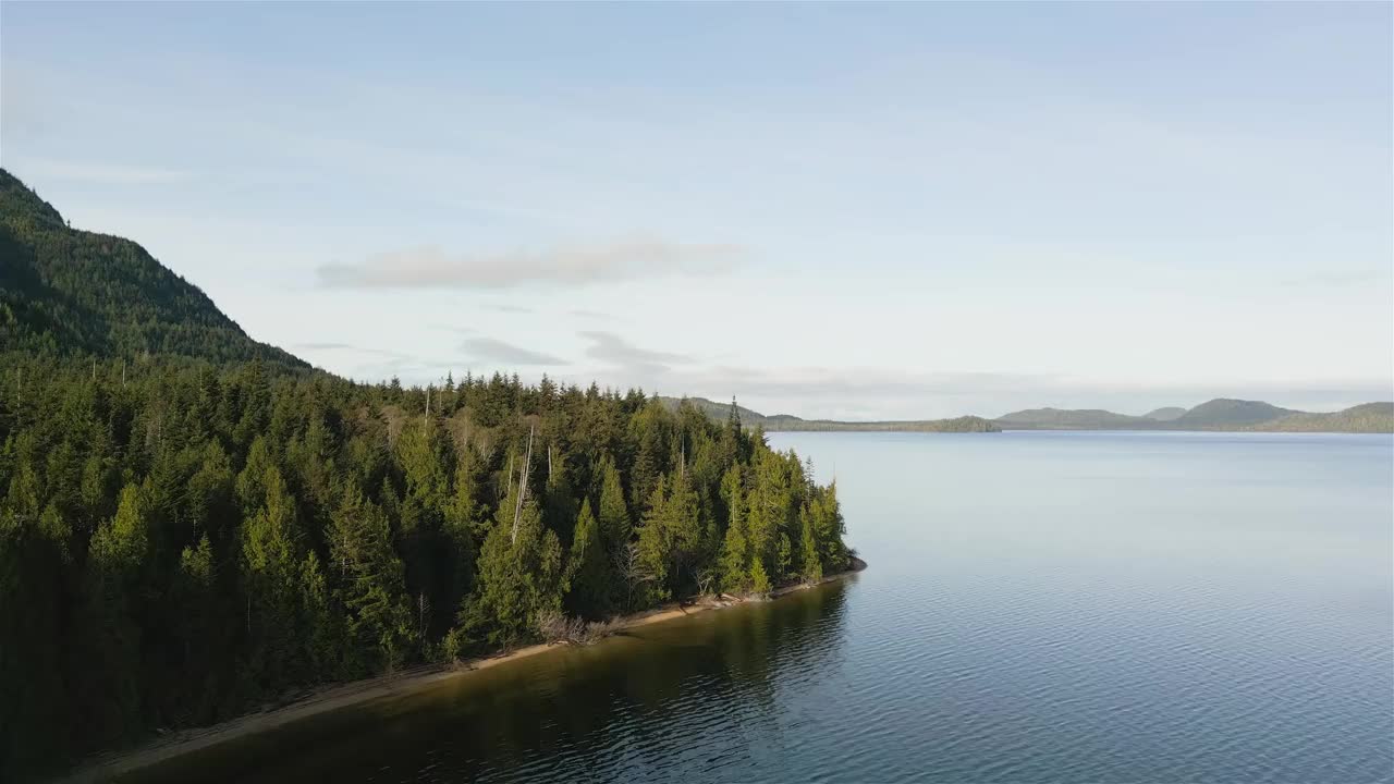 加拿大山地景观和湖泊鸟瞰图。拍摄于温哥华岛视频下载
