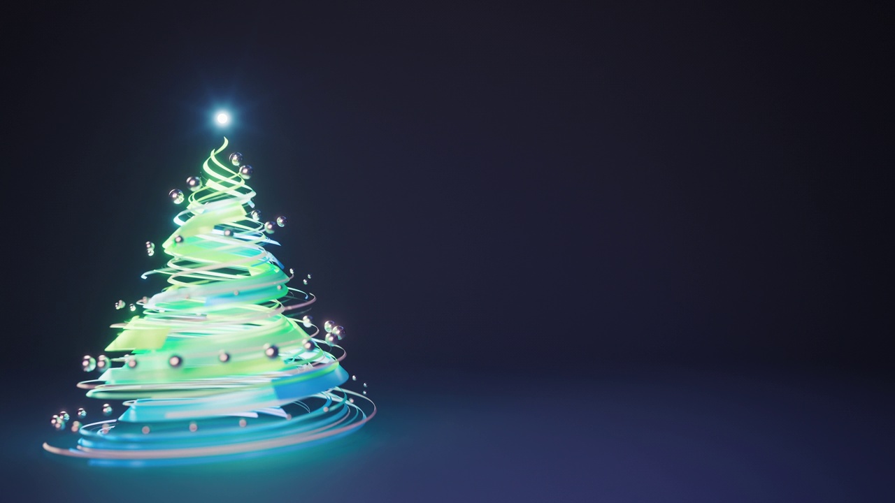 摘要圣诞树背景-可循环，绿色和蓝色版本-贺卡与复制空间，庆祝活动，假期视频下载