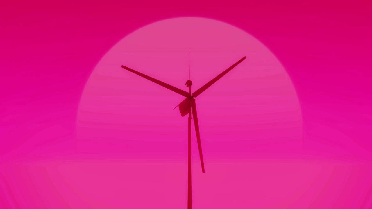 风力发电——紫色天空视频素材