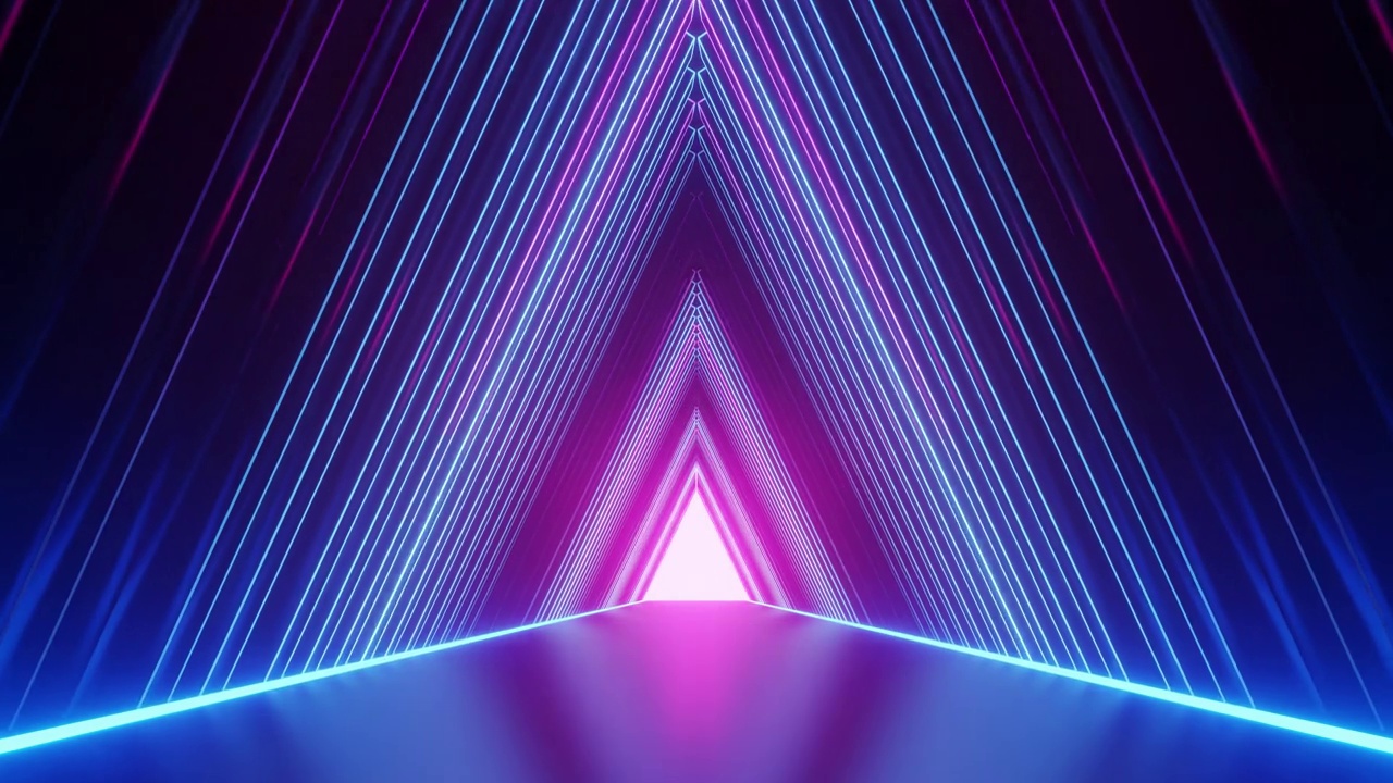 抽象三角形隧道霓虹辉光视频下载