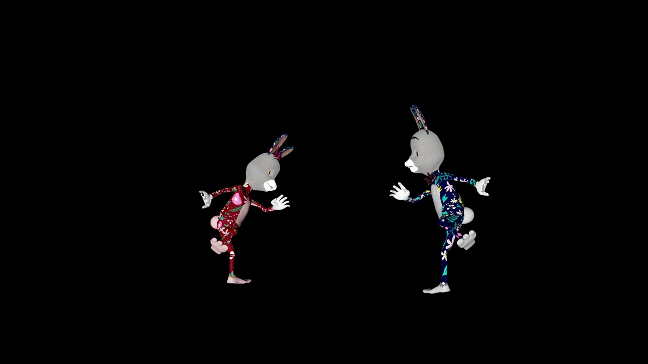 复活节夫妇兔子跳舞，循环，阿尔法频道视频下载