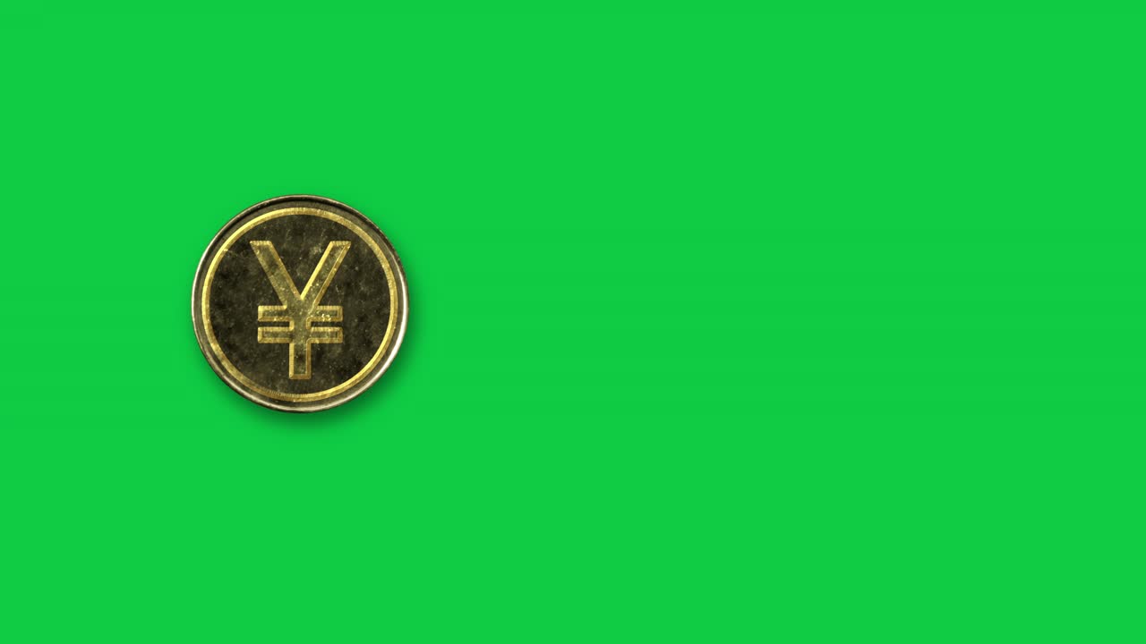 金元硬币，在色度键上转动齿轮视频下载
