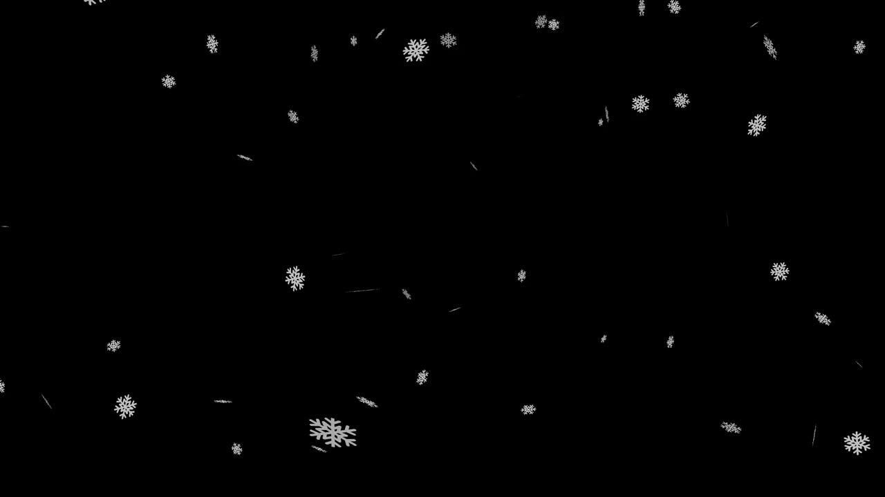 节日的冬季雪花或降雪量落在黑色的背景覆盖视频下载