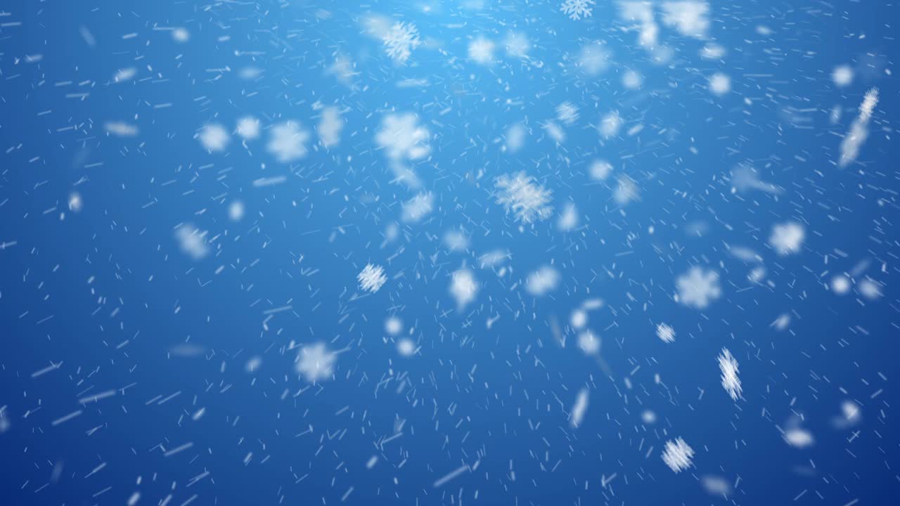 喜庆的冬季雪花或降雪量落在蓝色的背景视频下载