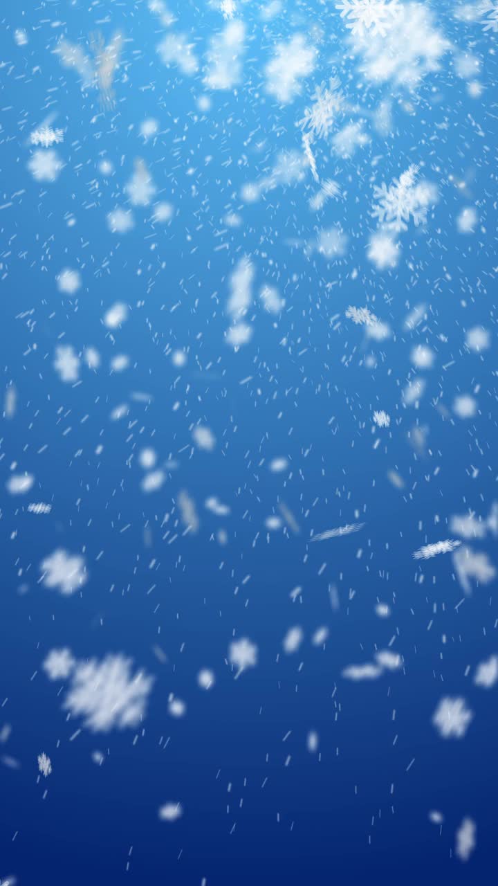 喜庆的冬季雪花或降雪量落在蓝色的背景视频下载