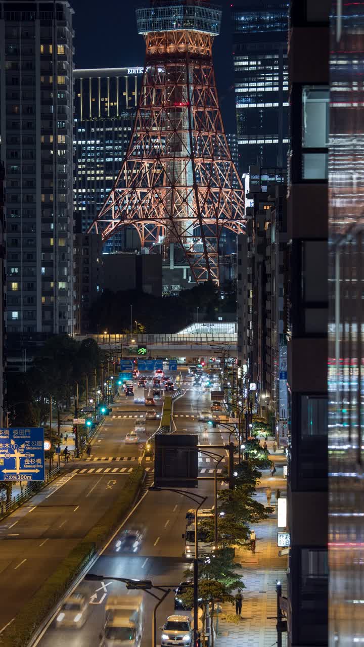 东京塔之夜，延时30帧，4K视频下载