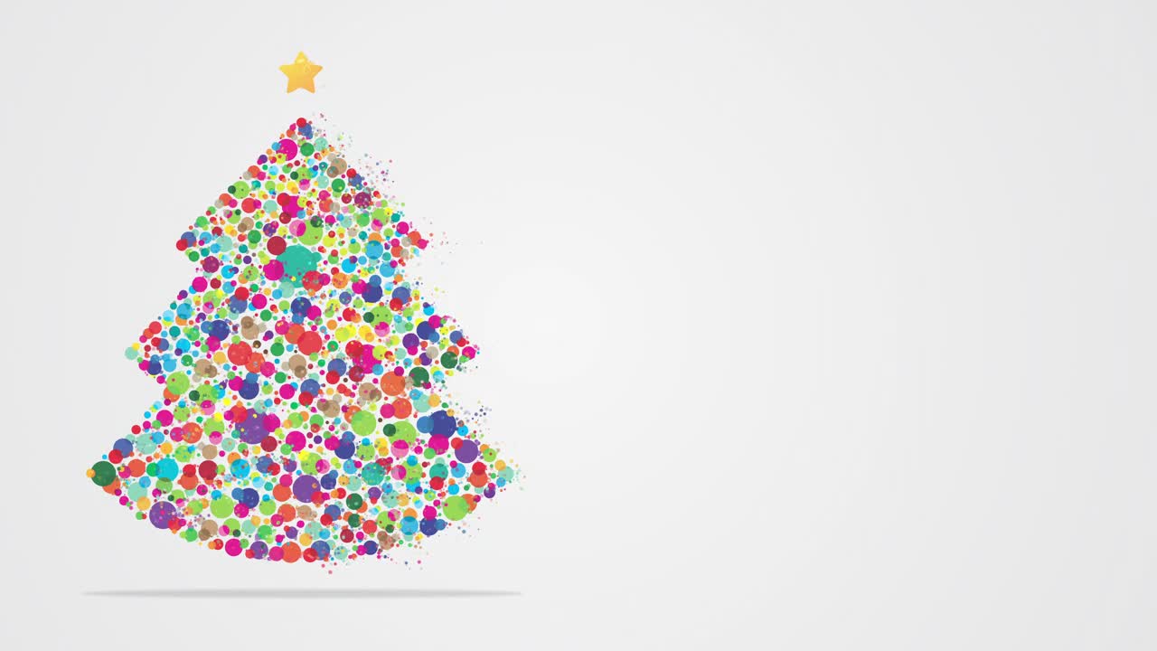 彩色像素化圣诞树动画与圣诞祝福在浅灰色的背景视频下载