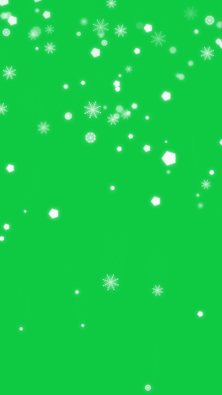 白色雪花飘落的粒子动画，孤立在绿屏背景上视频下载
