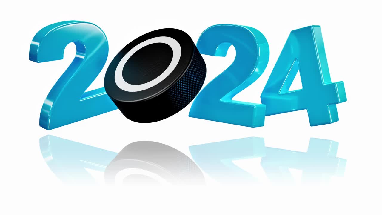 冰上曲棍球2024设计在无限旋转白色视频下载