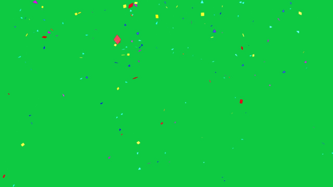垂直循环的彩色纸屑落在派对庆典的绿色屏幕上视频下载