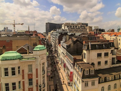 城市行人交通时间流逝布鲁塞尔城市景观视频素材