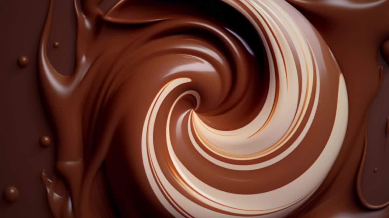 树莓在牛奶巧克力的慢动作中盘旋而下视频素材
