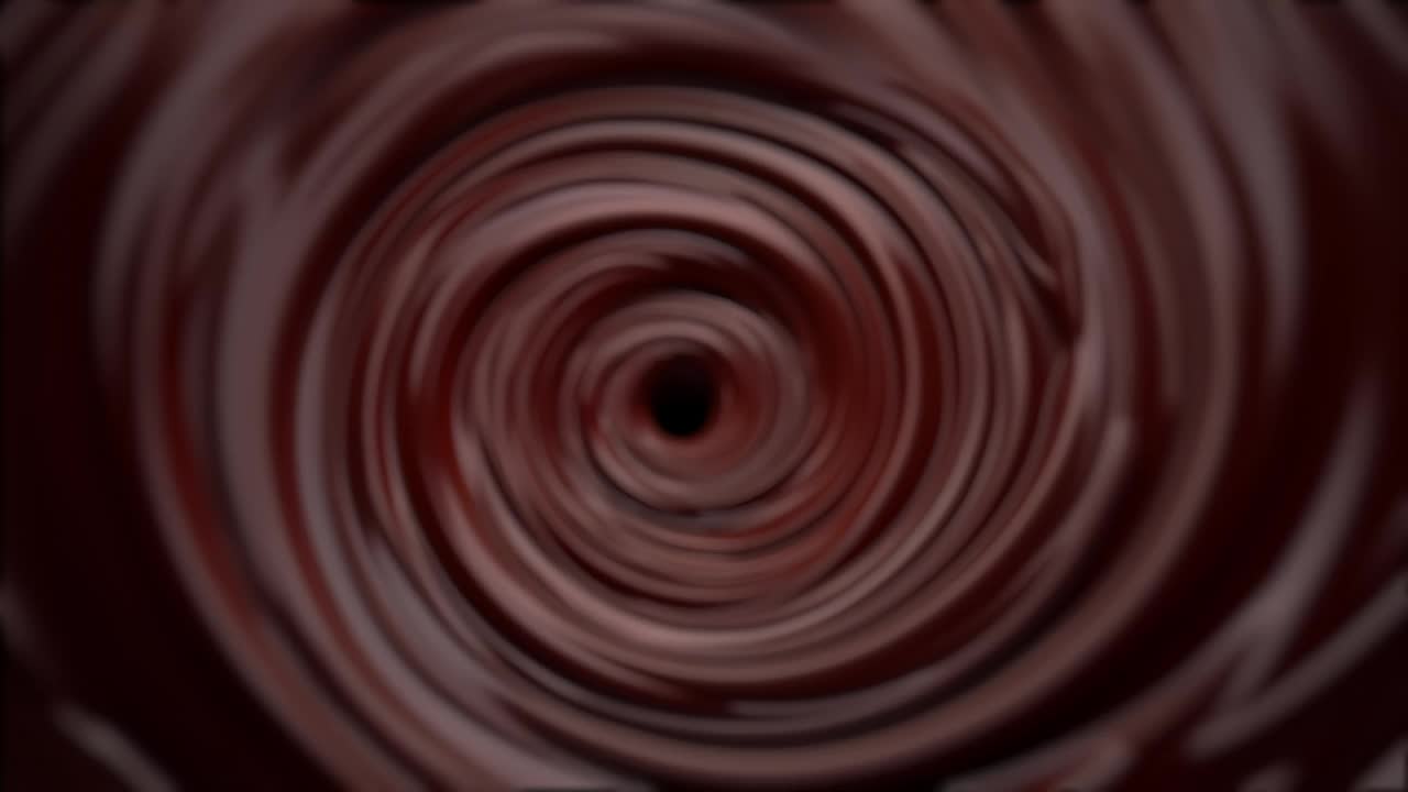 树莓在巧克力液体漩涡中盘旋和下落视频素材