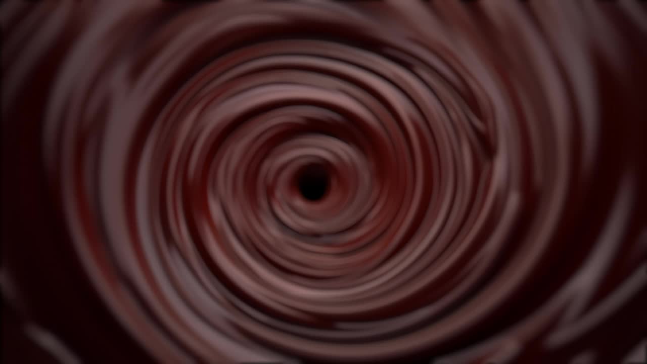 树莓在液体巧克力中盘旋和下落，慢动作旋转视频素材