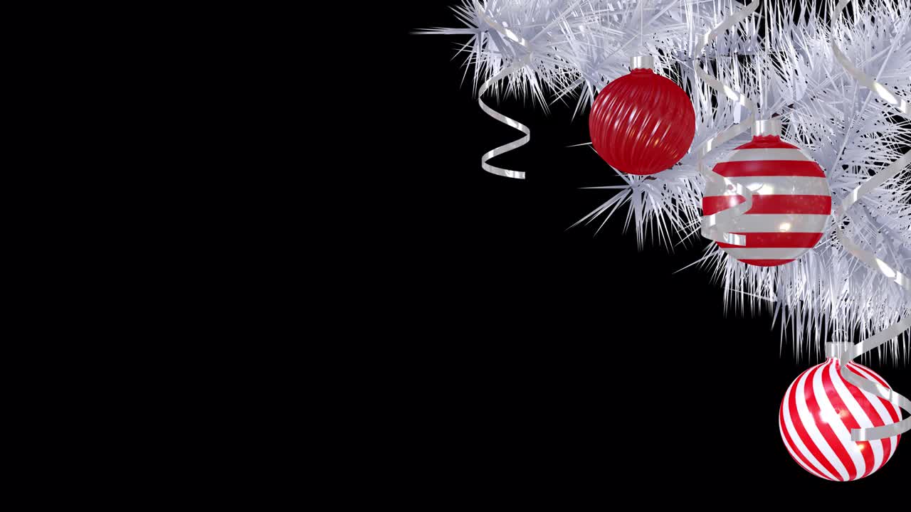透明背景上的松枝和圣诞球视频下载