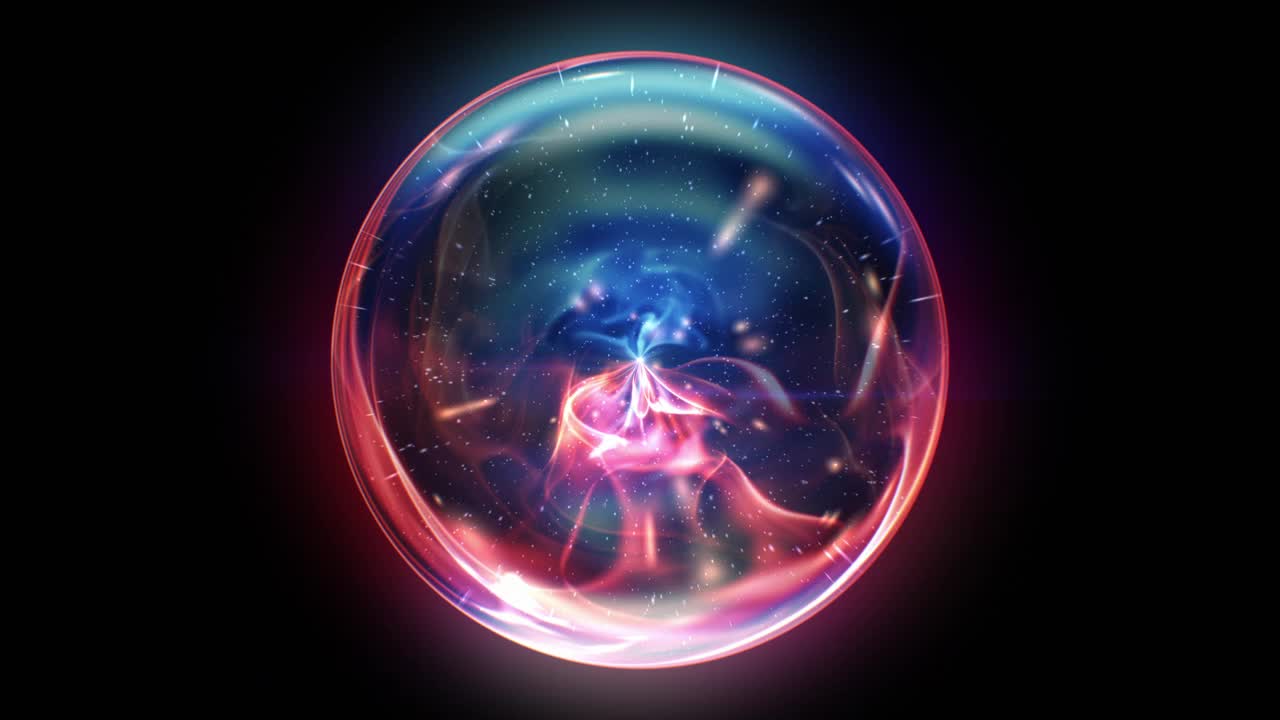 美丽的魔术球循环3d动画。无缝等离子球体隔离在黑色背景。抽象发光能量特斯拉地球仪插图视频下载