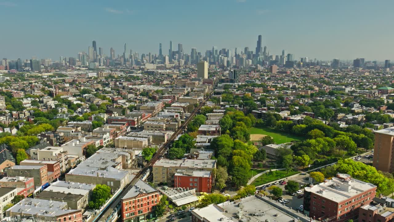 从柳条公园静态航拍芝加哥环线视频素材
