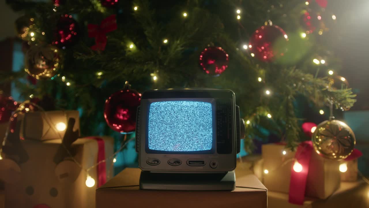 圣诞静态电视与白噪音和闪烁视频购买