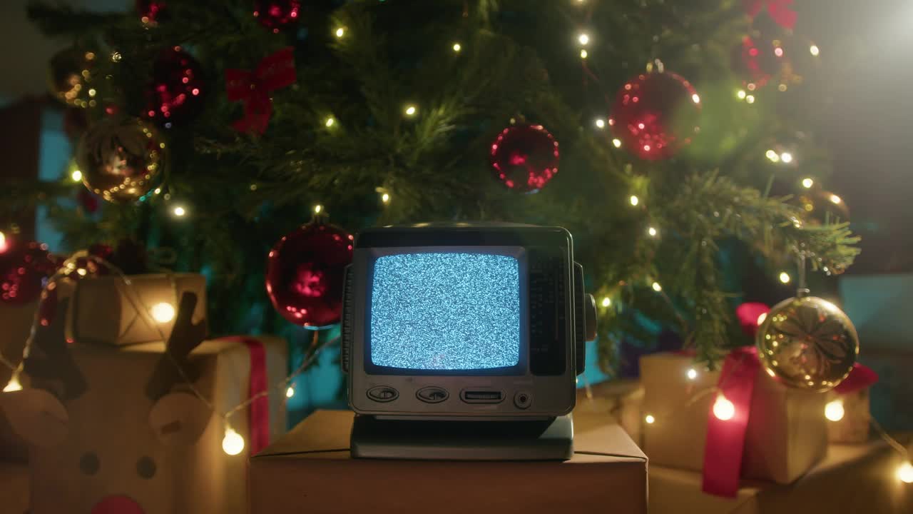 圣诞静态电视与白噪音和闪烁视频购买