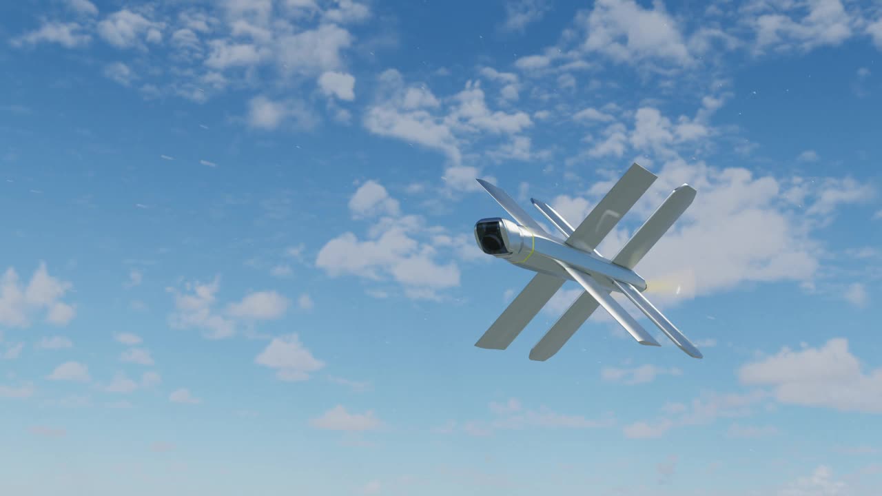 军用无人机“神风特攻队”在高空飞行，攻击敌方目标视频下载