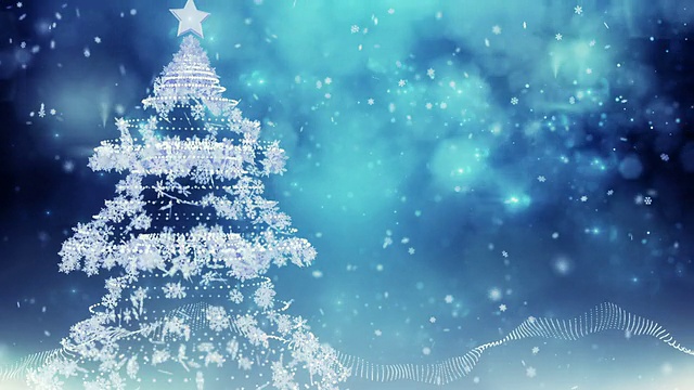 雪花圣诞树(蓝色)-环视频素材