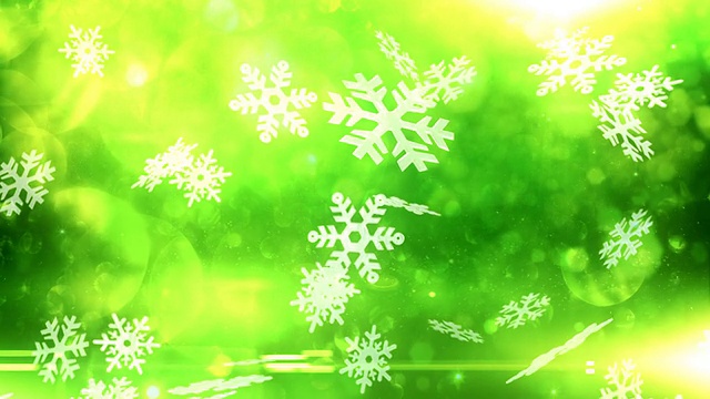 雪晶体落下(绿色)-环视频素材