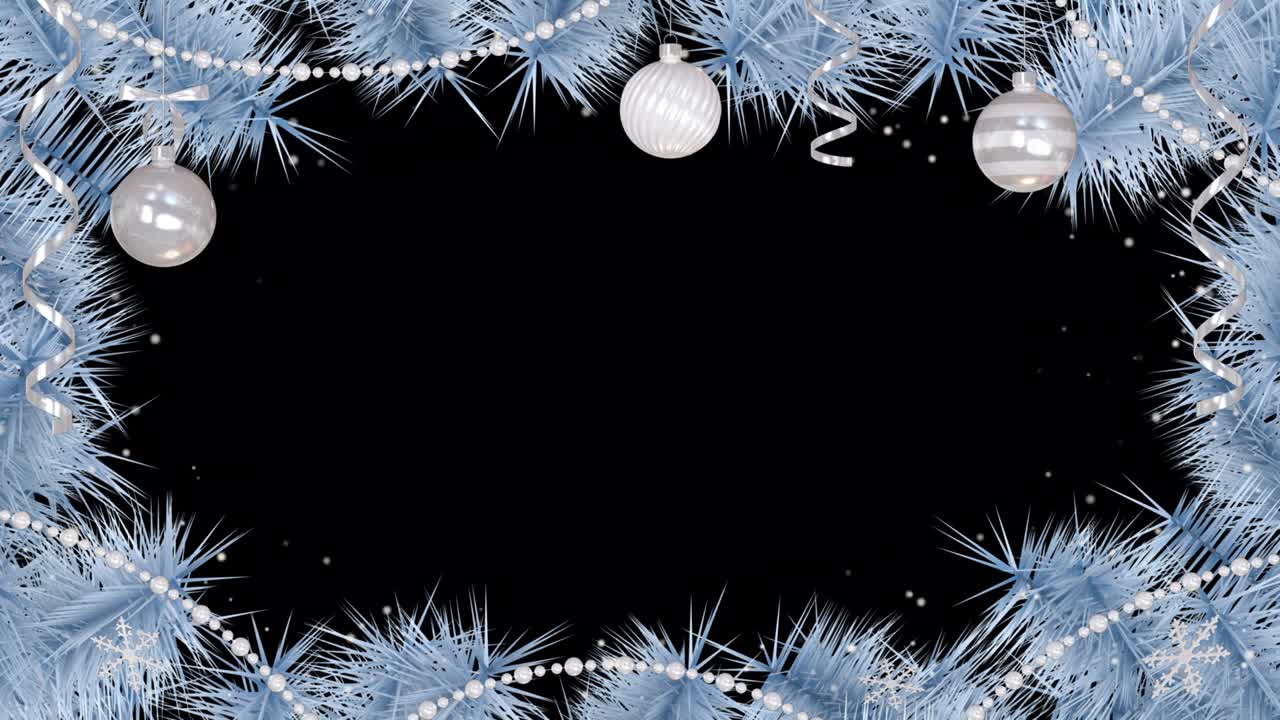 蓝色圣诞框架与圣诞装饰视频下载