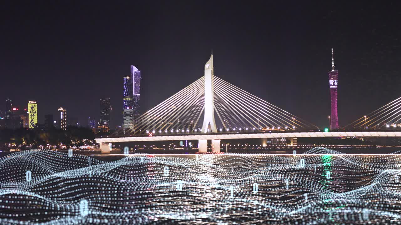 广州CBD城市景观与人工智能概念视频素材