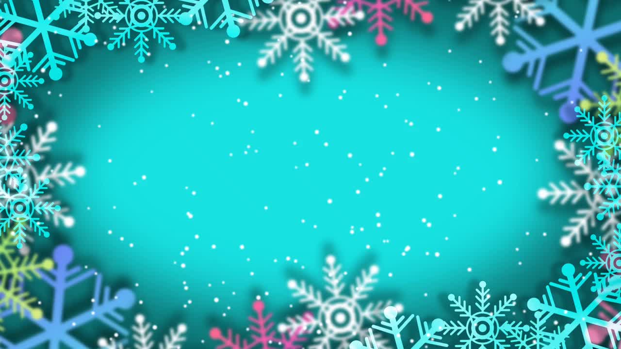 装饰圣诞动画与雪粒子视频素材