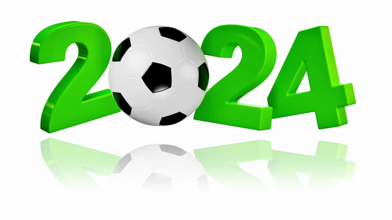 2024年足球设计在白色上无限旋转视频下载